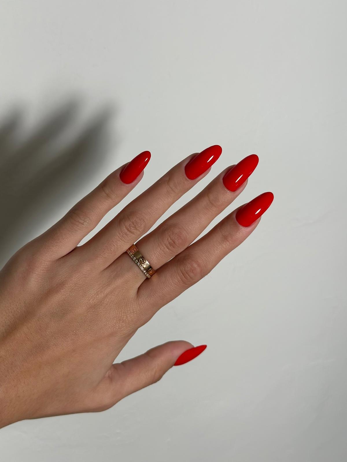 Blue structured gel manicure with modern nail design